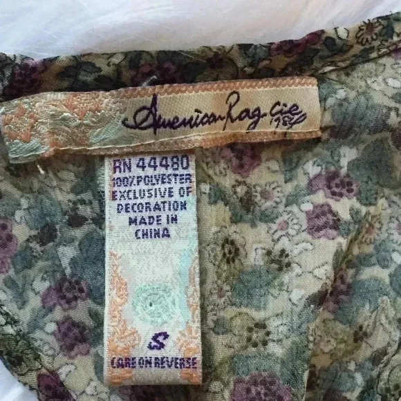 American Rag Sheer Ruffled V Neck Floral Tank Top - Picture 7 of 8